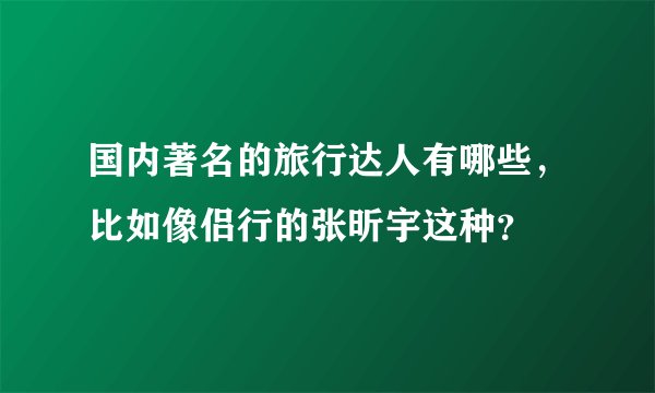 国内著名的旅行达人有哪些，比如像侣行的张昕宇这种？