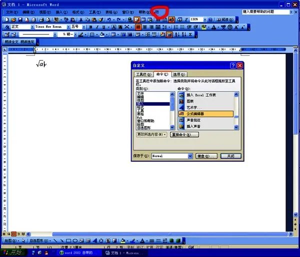 word 2003 自带的公式编辑器在哪里啊