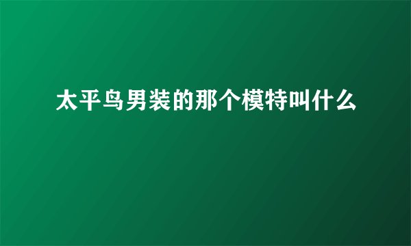 太平鸟男装的那个模特叫什么