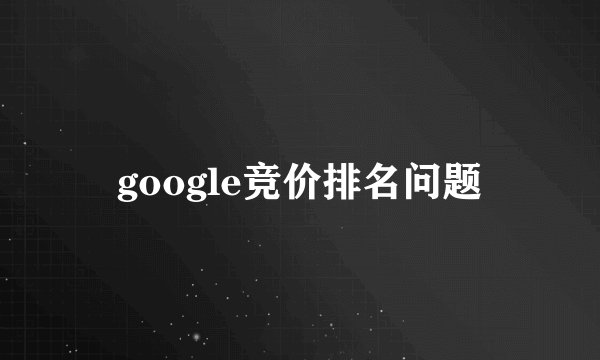 google竞价排名问题