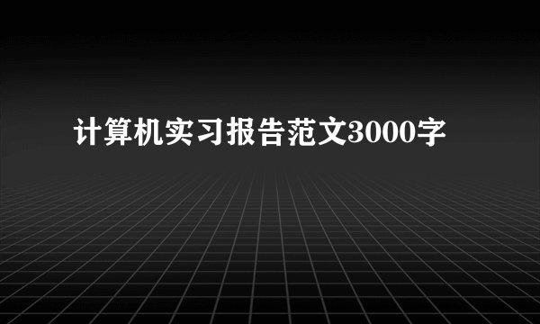 计算机实习报告范文3000字