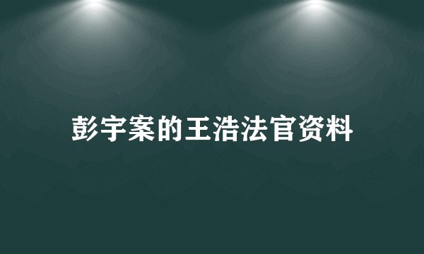 彭宇案的王浩法官资料