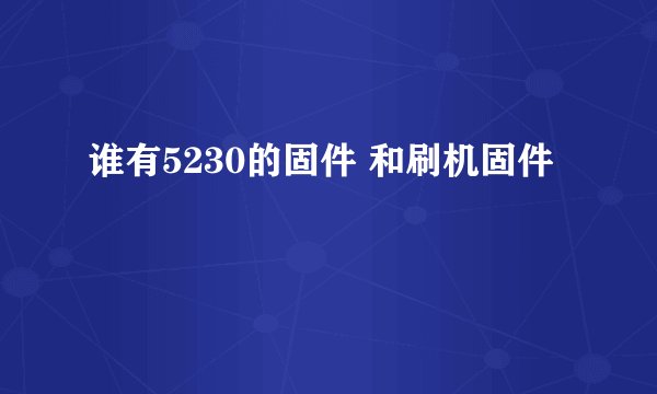 谁有5230的固件 和刷机固件