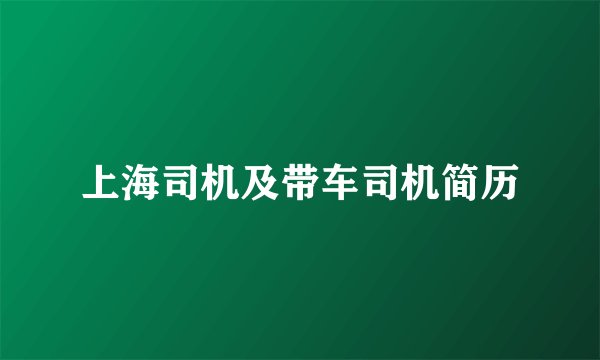 上海司机及带车司机简历