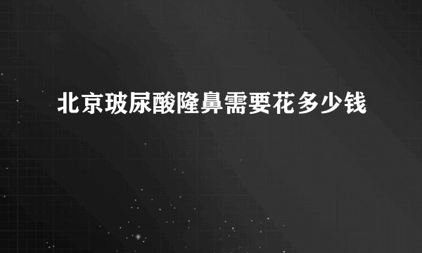 北京玻尿酸隆鼻需要花多少钱
