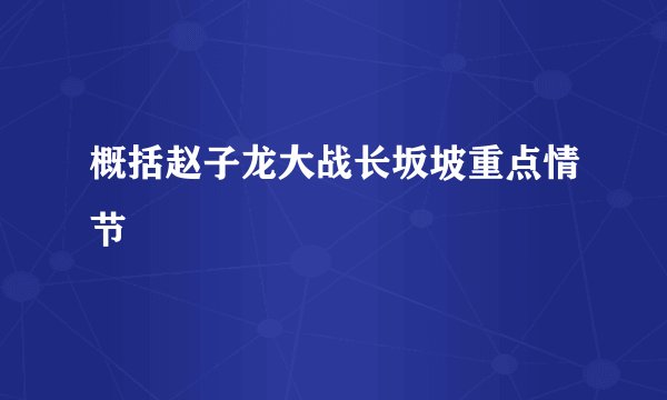 概括赵子龙大战长坂坡重点情节