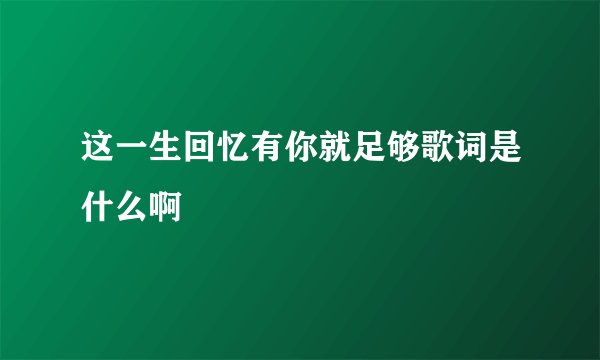 这一生回忆有你就足够歌词是什么啊