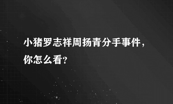 小猪罗志祥周扬青分手事件，你怎么看？