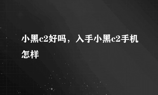 小黑c2好吗，入手小黑c2手机怎样