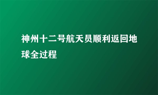 神州十二号航天员顺利返回地球全过程