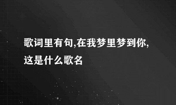 歌词里有句,在我梦里梦到你,这是什么歌名