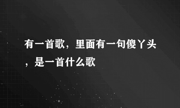 有一首歌，里面有一句傻丫头，是一首什么歌