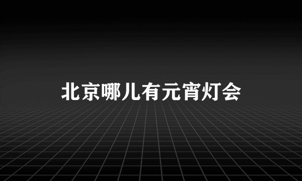 北京哪儿有元宵灯会