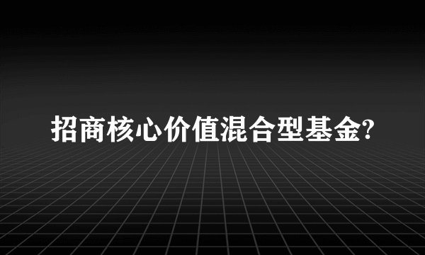 招商核心价值混合型基金?