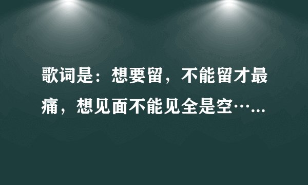 歌词是:想要留,不能留才最痛,想见面不能见全是空…是什么歌?
