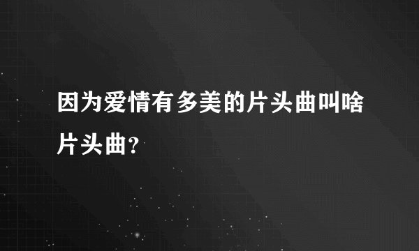 因为爱情有多美的片头曲叫啥片头曲？