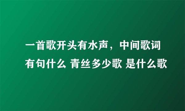 一首歌开头有水声，中间歌词有句什么 青丝多少歌 是什么歌
