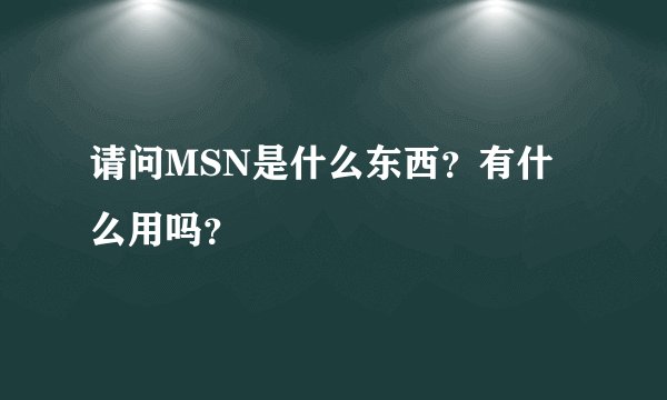请问MSN是什么东西？有什么用吗？