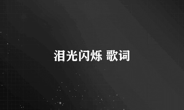 泪光闪烁 歌词