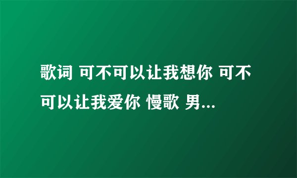 歌词 可不可以让我想你 可不可以让我爱你 慢歌 男生唱的.求歌名