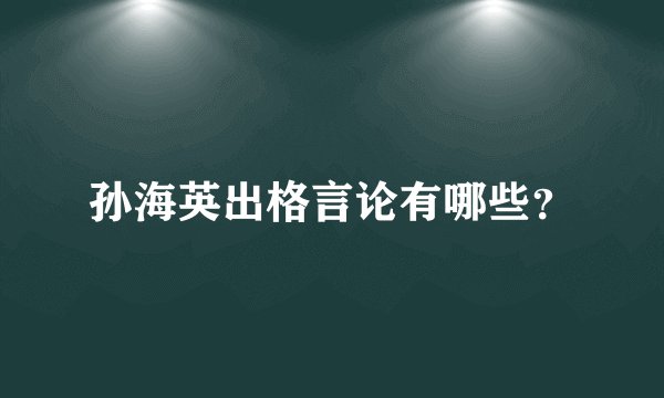 孙海英出格言论有哪些？
