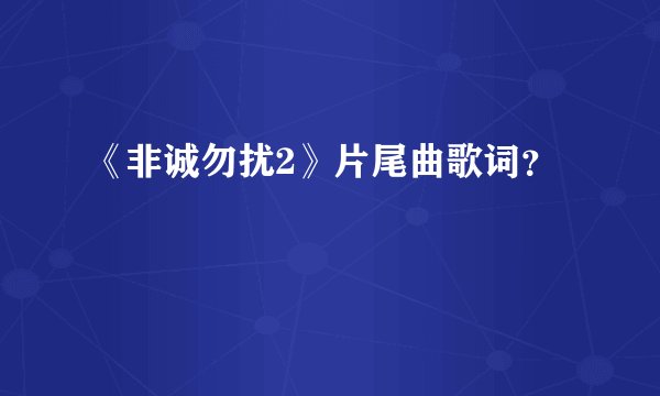 《非诚勿扰2》片尾曲歌词？