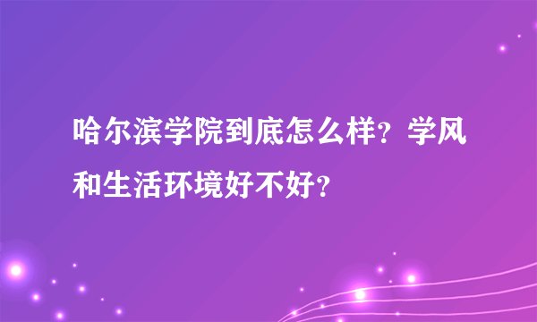哈尔滨学院到底怎么样？学风和生活环境好不好？