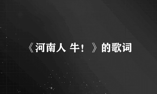 《河南人 牛！》的歌词