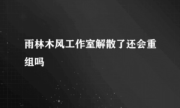 雨林木风工作室解散了还会重组吗