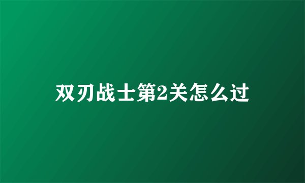 双刃战士第2关怎么过
