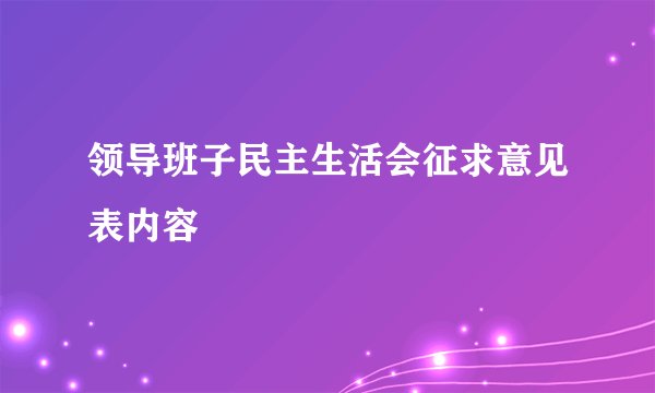 领导班子民主生活会征求意见表内容