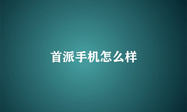 首派手机怎么样