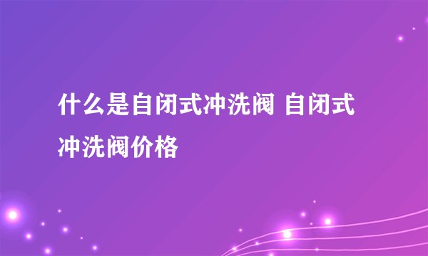 什么是自闭式冲洗阀 自闭式冲洗阀价格