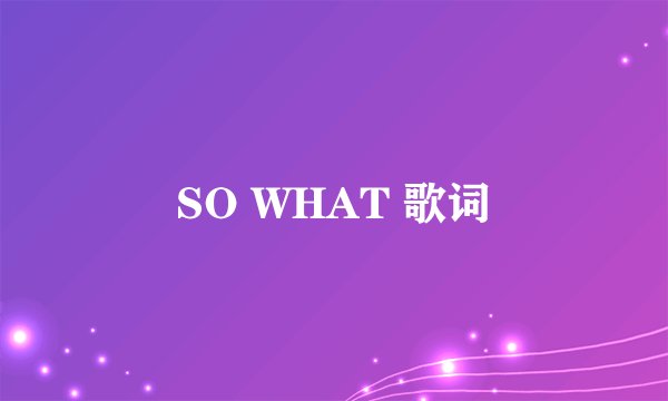 SO WHAT 歌词