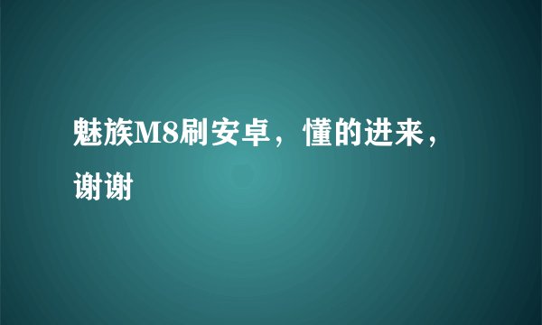 魅族M8刷安卓，懂的进来，谢谢