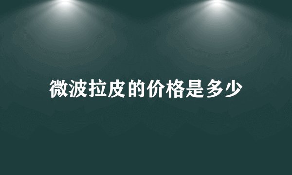 微波拉皮的价格是多少