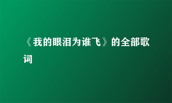 《我的眼泪为谁飞》的全部歌词
