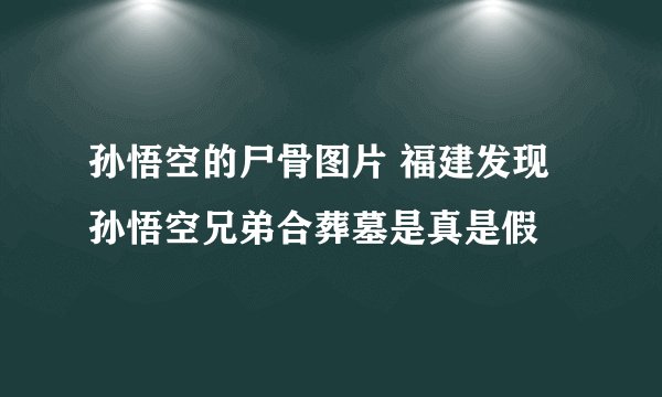 孙悟空的尸骨图片 福建发现孙悟空兄弟合葬墓是真是假
