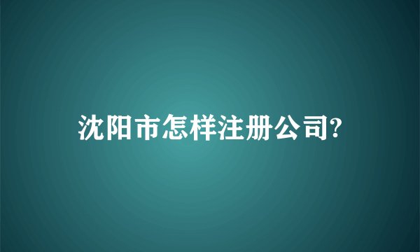 沈阳市怎样注册公司?