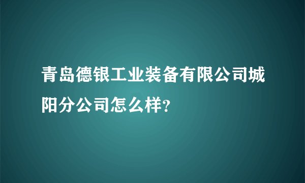 青岛德银工业装备有限公司城阳分公司怎么样？