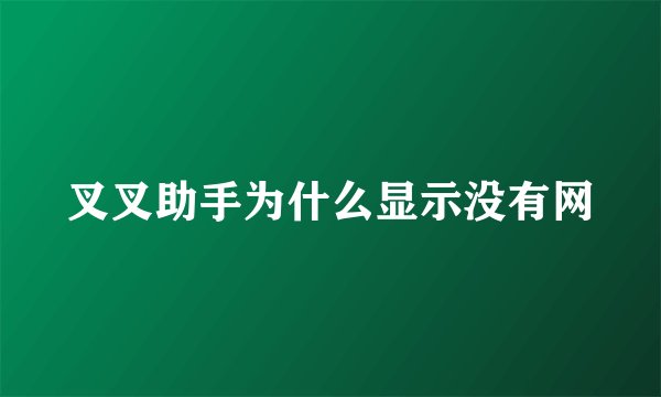 叉叉助手为什么显示没有网