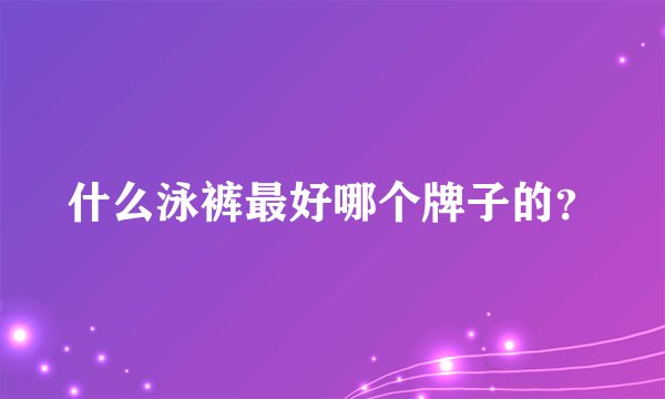 什么泳裤最好哪个牌子的？