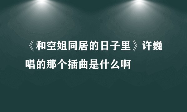 《和空姐同居的日子里》许巍唱的那个插曲是什么啊