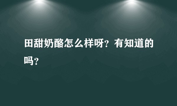 田甜奶酪怎么样呀?有知道的吗?