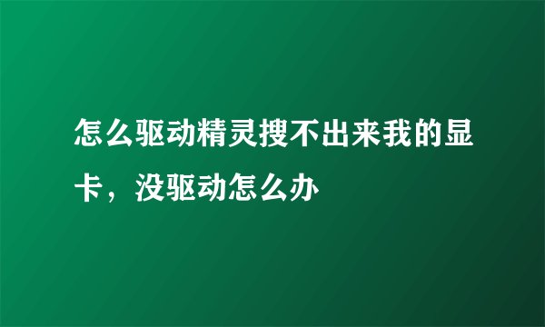 怎么驱动精灵搜不出来我的显卡，没驱动怎么办