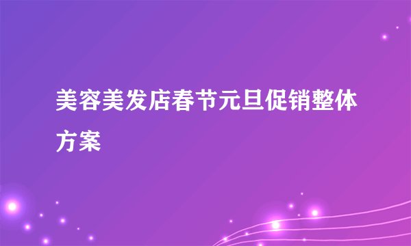 美容美发店春节元旦促销整体方案
