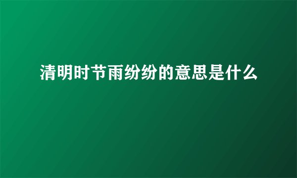 清明时节雨纷纷的意思是什么