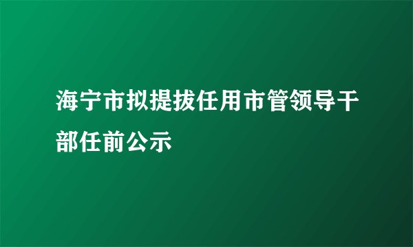 海宁市拟提拔任用市管领导干部任前公示