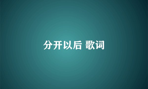 分开以后 歌词