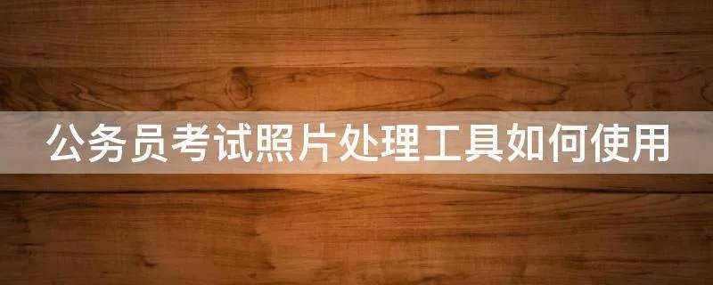 公务员考试照片处理工具如何使用